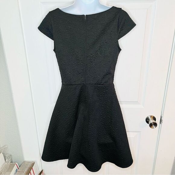 Altar'd State LBD Rose Embossed Black Mini Dress Fit and Flare S - Picture 6 of 10